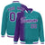 Custom Aqua Purple Pinstripe White-Purple Gradient Fashion Varsity Full-Snap Jacket