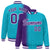 Custom Aqua Purple Pinstripe White-Purple Gradient Fashion Varsity Full-Snap Jacket