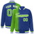 Custom Royal Blue Neon-Green Pinstripe White-Neon Green Gradient Fashion Varsity Full-Snap Jacket