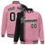 Custom Light Pink Black Pinstripe White-Black Gradient Fashion Varsity Full-Snap Jacket