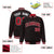 Custom Black Red-White Varsity Full-Snap Star Pattern Letterman Baseball Jacket