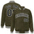 Custom Olive Black-White Varsity Full-Snap Star Pattern Letterman Baseball Jacket