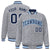 Custom Gray Navy-White Varsity Full-Snap Star Pattern Letterman Baseball Jacket