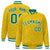 Custom Gold Teal-White Varsity Full-Snap Star Pattern Letterman Baseball Jacket