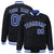 Custom Black Royal Blue-White Varsity Full-Snap Star Pattern Letterman Baseball Jacket