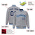 Custom Gray Navy-White Varsity Full-Snap Star Pattern Letterman Baseball Jacket