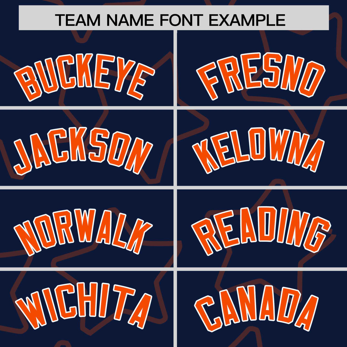 Custom Navy Orange-White Varsity Full-Snap Star Pattern Letterman Baseball Jacket