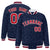 Custom Navy Red-White Varsity Full-Snap Star Pattern Letterman Baseball Jacket