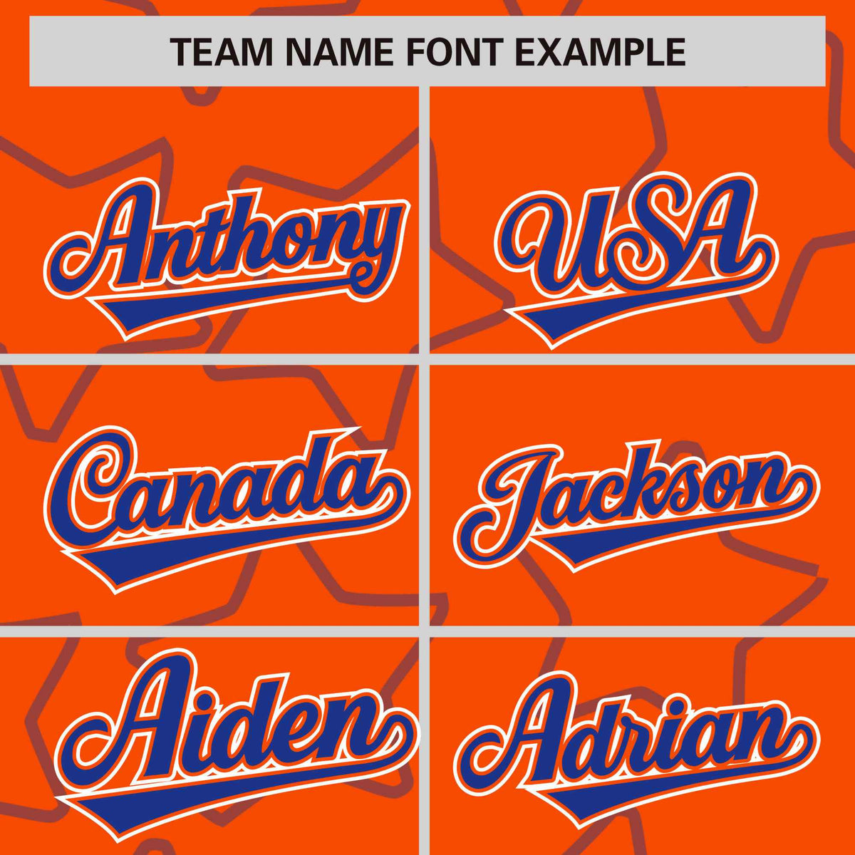 Custom Orange-Royal Blue Varsity Full-Snap Star Pattern Letterman Baseball Jacket