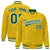 Custom Gold Green-White Varsity Full-Snap Star Pattern Letterman Baseball Jacket