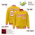 Custom Gold White-Red Varsity Full-Snap Star Pattern Letterman Baseball Jacket