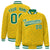 Custom Gold Teal-White Varsity Full-Snap Star Pattern Letterman Baseball Jacket