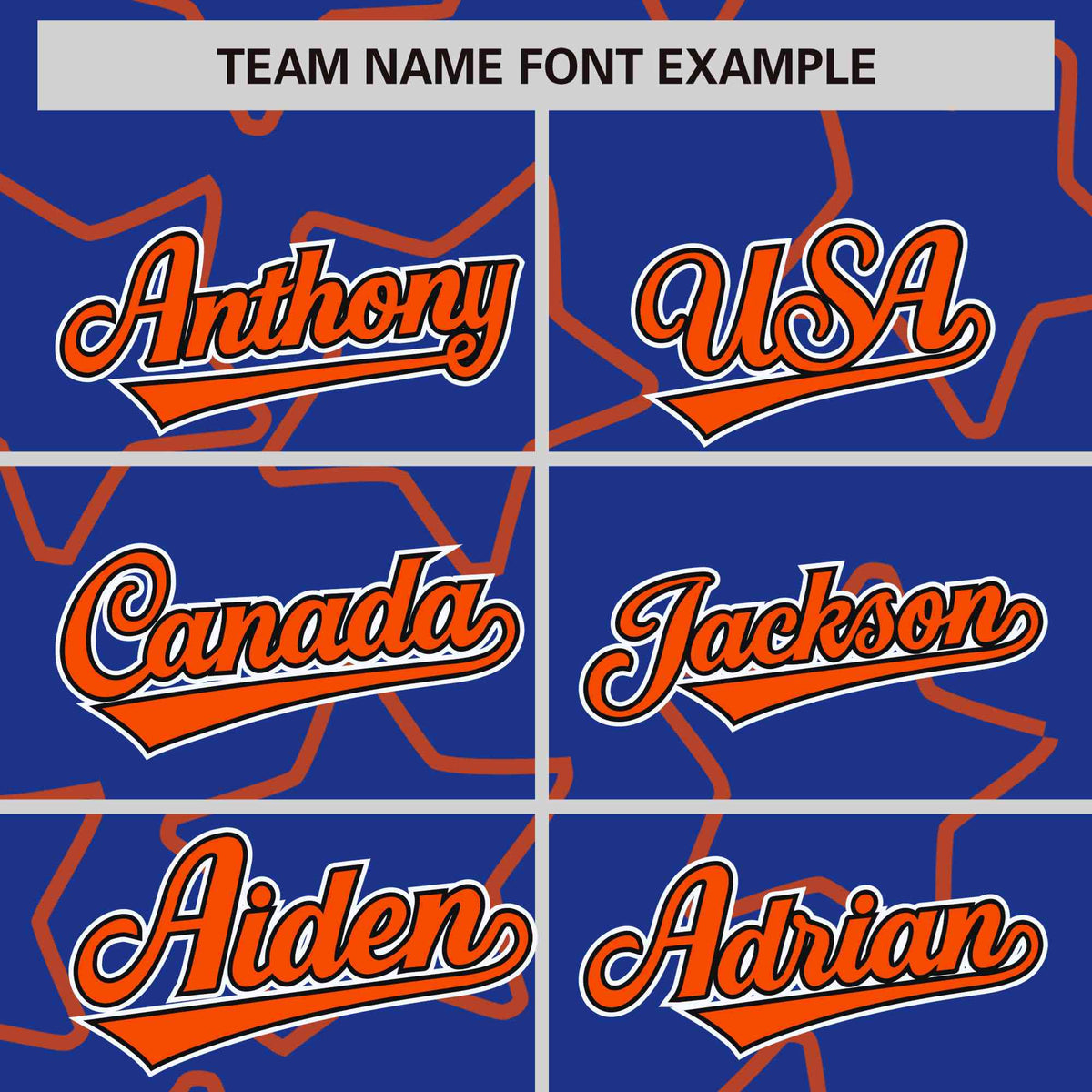 Custom Royal Blue Orange Varsity Full-Snap Star Pattern Letterman Baseball Jacket