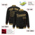 Custom Black Old-Gold Varsity Full-Snap Star Pattern Letterman Baseball Jacket