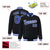 Custom Black Royal Blue-White Varsity Full-Snap Star Pattern Letterman Baseball Jacket