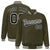 Custom Olive Black-White Varsity Full-Snap Star Pattern Letterman Baseball Jacket