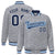 Custom Gray Navy-White Varsity Full-Snap Star Pattern Letterman Baseball Jacket