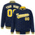 Custom Navy Gold-White Varsity Full-Snap Star Pattern Letterman Baseball Jacket