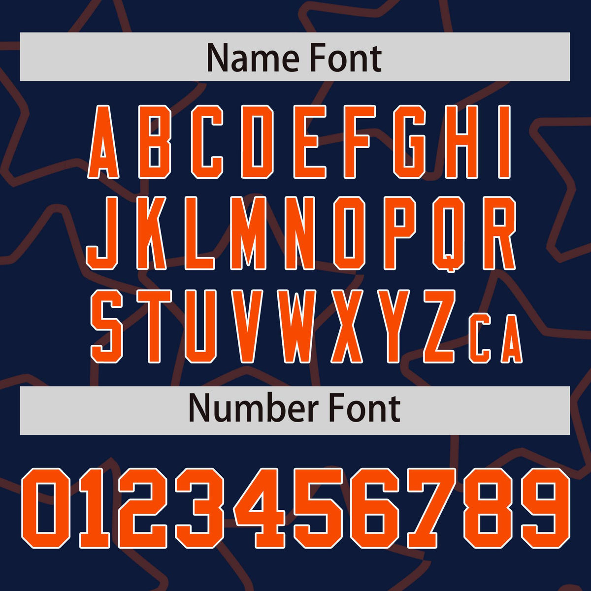 Custom Navy Orange-White Varsity Full-Snap Star Pattern Letterman Baseball Jacket