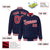 Custom Navy Red-White Varsity Full-Snap Star Pattern Letterman Baseball Jacket