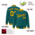 Custom Aqua Gold-Black Varsity Full-Snap Star Pattern Letterman Baseball Jacket