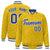 Custom Gold Royal Blue-White Varsity Full-Snap Star Pattern Letterman Baseball Jacket