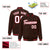 Custom Brown White-Red Varsity Full-Snap Star Pattern Letterman Baseball Jacket