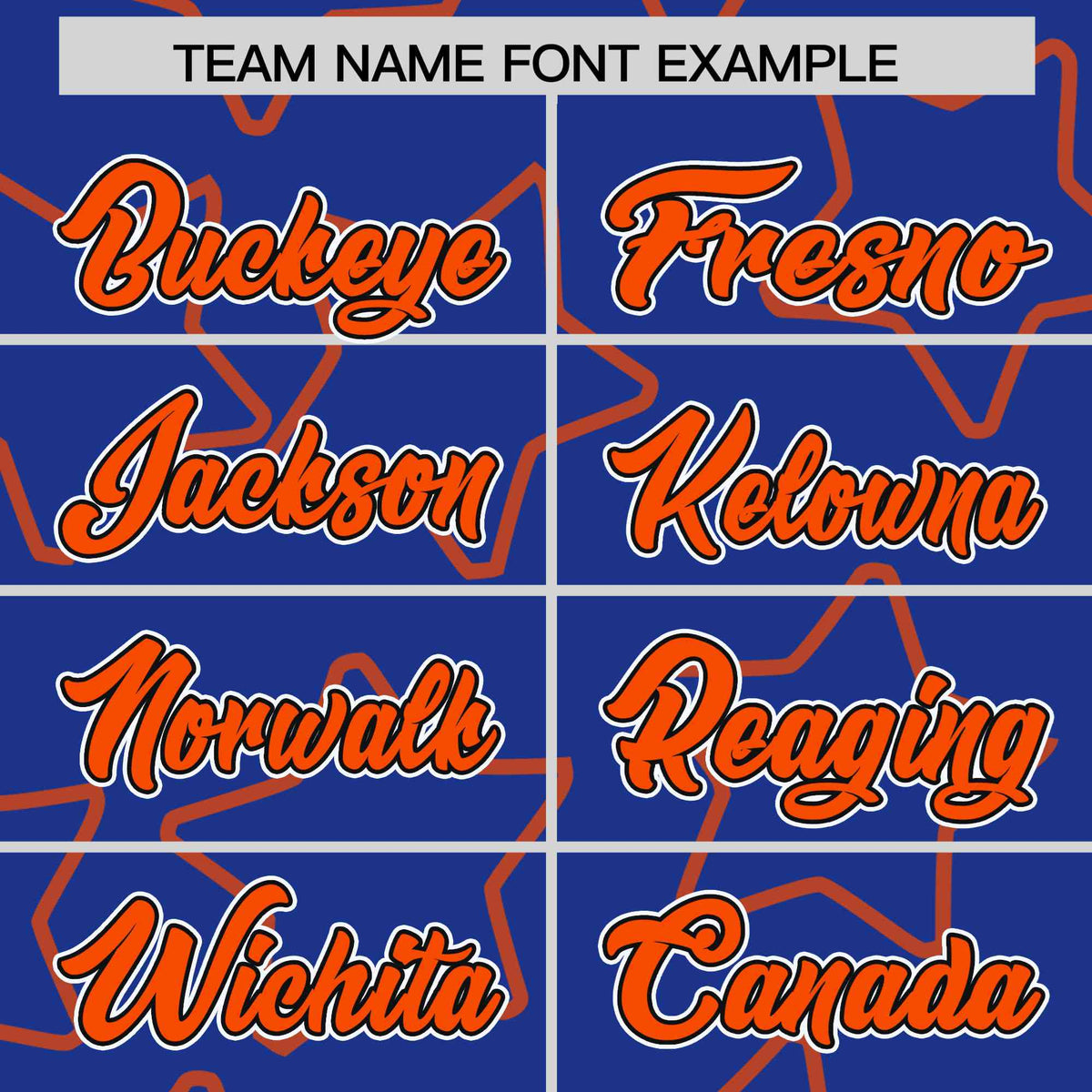 Custom Royal Blue Orange Varsity Full-Snap Star Pattern Letterman Baseball Jacket