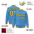 Custom Powder Blue Gold-Black Varsity Full-Snap Star Pattern Letterman Baseball Jacket