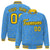 Custom Powder Blue Gold-Black Varsity Full-Snap Star Pattern Letterman Baseball Jacket