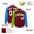 Custom Crimson Neon Green-Powder Blue Raglan Sleeves Varsity Full-Snap Letterman Jacket