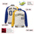 Custom Cream Royal Blue-Gold Raglan Sleeves Varsity Full-Snap Letterman Jacket