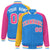 Custom Powder Blue Pink-Gold Raglan Sleeves Varsity Full-Snap Letterman Jacket