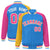 Custom Powder Blue Pink-Gold Raglan Sleeves Varsity Full-Snap Letterman Jacket