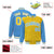 Custom Powder Blue Gold-Powder Blue Personalized Stripe Fashion Letterman Bomber Varsity Jacket