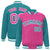 Custom Pink Aqua-Pink Personalized Stripe Fashion Letterman Bomber Varsity Jacket