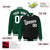 Custom Black Green-Black Personalized Stripe Fashion Letterman Bomber Varsity Jacket