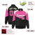 Custom Pink Black-Cream Varsity Full-Snap Color Block Letterman Jacket