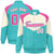 Custom Cream Aqua-Pink Gray Varsity Full-Snap Color Block Letterman Jacket