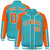 Custom Aqua Orange-Aqua Varsity Full-Snap Color Block Letterman Jacket