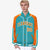 Custom Aqua Orange-Aqua Varsity Full-Snap Color Block Letterman Jacket