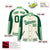 Custom Cream Green-Bright green Varsity Full-Snap Color Block Letterman Jacket