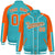 Custom Aqua Orange-Aqua Varsity Full-Snap Color Block Letterman Jacket