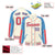 Custom Cream Light Blue-Light Red Varsity Full-Snap Color Block Letterman Jacket