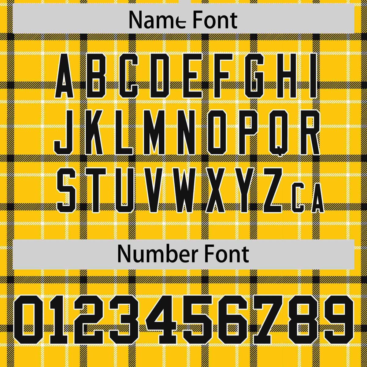 Custom Gold-Black Varsity Full-Snap Plaid Pattern Letterman Baseball Jacket