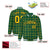 Custom Green-Gold Varsity Full-Snap Plaid Pattern Letterman Baseball Jacket