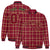 Custom Crimson-Gold Varsity Full-Snap Plaid Pattern Letterman Baseball Jacket