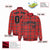 Custom Red-Crimson Varsity Full-Snap Plaid Pattern Letterman Baseball Jacket