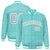 Custom Aqua-Gray Varsity Full-Snap Plaid Pattern Letterman Baseball Jacket