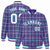 Custom Purple-Aqua Varsity Full-Snap Plaid Pattern Letterman Baseball Jacket